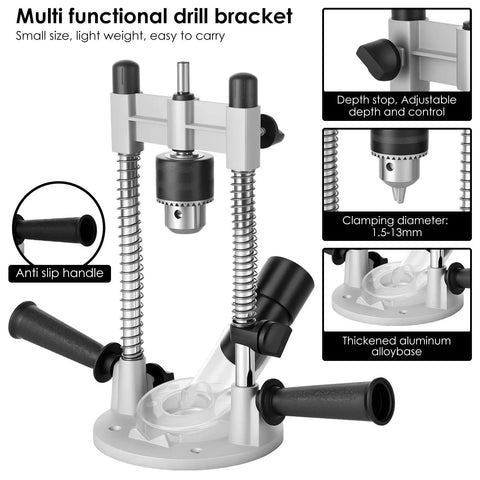 Multi-functional drill bracket with Pro Grade Drill Guide Attachment For Portable Vertical Drill Press Stand with aluminum alloy.
