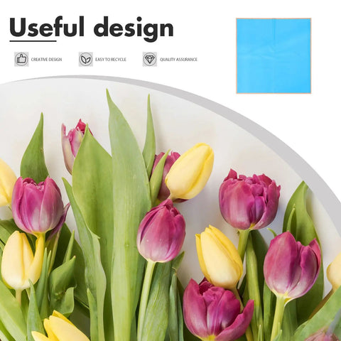 Blue Waterproof Floral Wrapping Paper Foldable 20 Sheets For Bouquets Party Decor And Gift Packaging Durable Plastic Flower Wrap