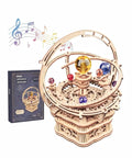 Starry Night 3D Wooden Puzzle Music Box Kit For Adults And Teens, assembled wooden rotating model with colored spheres and box
