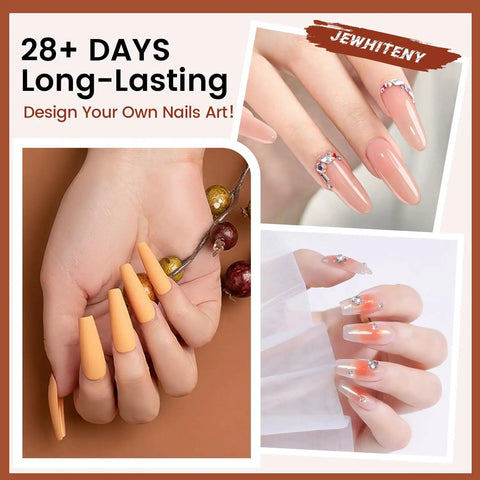 All In One Poly Gel Nail Extension Kit With Drill And 48W UV LED Lamp For At Home Spa Use, 14 Color Poly Gel, 28+ days nail design