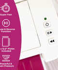 Gemini II Electric Die Cutting And Embossing Machine with Pause and Rewind, control buttons and features, 9x12.5 inch platform