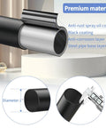 Black Curtain Rod For Room Darkening 28 To 48 Inches Wrap Around Heavy Duty Matte Black Window Treatment Rod cross-section view
