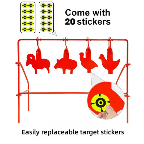 Beefy Outdoor BB Gun Target Spinner With Four Animal Silhouettes, Auto Reset Pellets Target For Airsoft And Shooting Practice in red