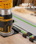 Universal Aluminum Router Guide Rail Adapter Compatible With Makita Festool Track Saw Rails Includes Two Heavy Duty Stops for precise dados and grooves.