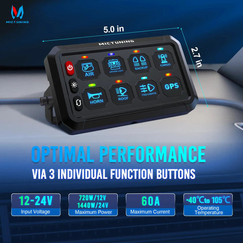 Beefed Up 8 Gang Switch Panel For Truck RV Offroad Marine With Multifunction Toggle Momentary Flash Strobe Pulsed Switch