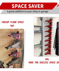Image showing Heavy Duty Jack Stand Wall Mount Organizer For 2 And 3 Ton Stands In 12 Gauge Steel With Powder Coat Finish