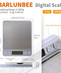 Pro Grade 3000g Kitchen Scale With 0.1g Precision Digital Food Scale With stainless steel platform and protective trays.