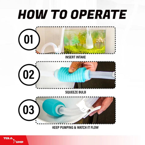 Operation steps for Three-In-One Aquarium Siphon Pump Bundle With Gravel Vacuum
