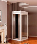 Through Ceiling Compact Home Elevator Shaftless Design For Space Saving Living With Zero Wall Damage Heritage Approved, Customizable Configurations For Homes Farms And Land Projects, Easy Install And Quiet Deck Lift For Modern Homes, glass shaft lift in living room