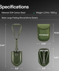 Folding Survival Shovel For Camping And Hiking High Carbon Steel Tactical Entrenching Tool Lightweight Grab And Go 2.3 lb with Pouch