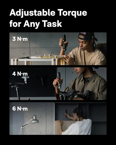 Electric Screwdriver Workhorse With Smart Display, Six Torque Settings From 0.5 To 6 Nm, used on various projects