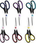 All Purpose 8 Inch Scissors 6 Pack With Comfort Grip For Office Desk Tasks Crafting Sewing Fabric And School Supplies Ambidextrous Right And Left Handles