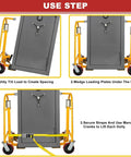 Heavy Duty Manual Furniture Mover Tool Set And Rugged Moving Dollies showing three use steps for loading and lifting heavy items.