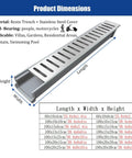 Beefy U Shaped Drainage Channel With Stainless Steel Grate For Outdoor Rainwater Gutter System Driveway Drain Kit 100x15x25cm product dimensions