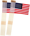 12 Pack 8x12 Inch American Flags on Sticks for Outdoor Use with Grounded Multi Purpose Flagpole Handheld Flags for Memorial Day 4th of July Veterans Day Patriotic Decor for Backyard
