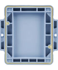 Heavy Duty Pvc Junction Box Six By Six By Four Inches With 172 Cubic Inch Capacity Matte Gray Housing, top view showing interior structure.