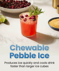 Glass with drink, garnished with cranberries and rosemary, highlighting Compact Pebble Ice Maker For Countertop