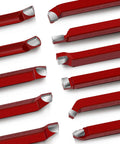 Amazon 11-piece red carbide-tipped lathe cutter set, 5/16 in tips for metal turning and chamfering