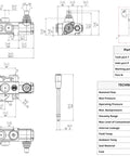 Technical drawing of Open Center Hydraulic Control Valve With 1 Spool 4 Way 3 Position, 13 GPM, 3600 PSI, SAE 10 In Out And SAE 8 Work Ports.
