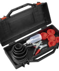 Professional Grade Smoke Diagnostic Kit For Tracking Down Sneaky Vacuum And Exhaust Leaks In Sedans And Trucks With A Hella Flexible Tubing Set And Straightforward Manual Control Dial in a storage case with red and black tools.