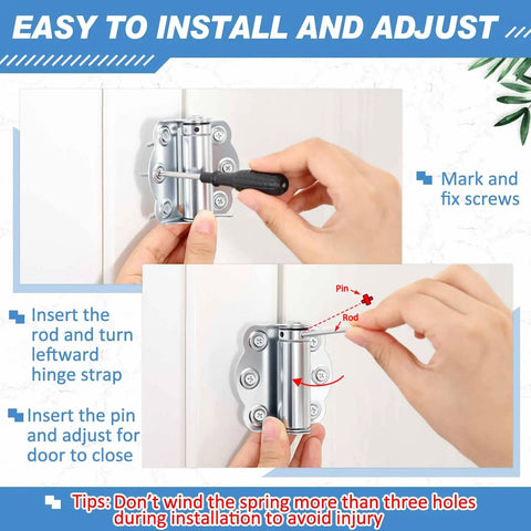 Installation of 4 Pack Self Closing Screen Door Hinges Two and Three Quarter Inch Adjustable Heavy Duty Steel Spring Loaded Door Closers