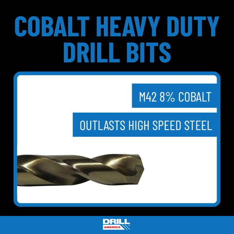 29 Piece M42 Cobalt Drill Bit Set In Round Case For Tough Metals, Sizes 1/16 To 1/2 Inch In 1/64 Inch Increments, Gold Oxide Finish For Lubrication And Wear Resistance, Round Shanks, D ACO Series, Great For Stainless Steel Inconel And Titanium
