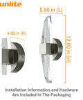 Side view of 12-Inch LED Crystal Shape Two-Light Wall Sconce With Dimmable Warm White Glow, 1000 Lumens, Brushed Nickel Finish, dimensions visible