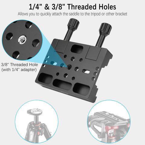 2in1 Telescope Scope Dual Dovetail Saddle Clamp Mount Base for Losmandy and Vixen Style with threaded holes detail