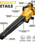 Cordless Leaf Blower With Brushless Motor, 480 CFM, Six Speed Settings Up To 130 MPH, Digital Display Handheld Blower For Lawn Care