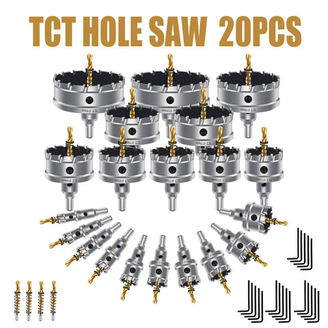 Beefy Heavy Duty Carbide TCT Hole Saw Kit 15Pcs With 2 Drill Bits For Metal Cutting Stainless Steel Iron Aluminum and Sheet Metal