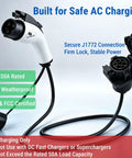 Hella Reliable Heavy Duty EV Charger Extension Cable 17 Foot 50 Amp J1772 Cord For AC Home Charging SAE Certified plug with J1772 connection.