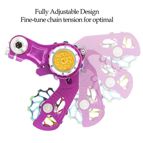 Purple CNC 6061 Aluminum Single Speed Chain Tensioner Kit For Hardtail MTB BMX DJ And Folding Bikes with 11T Guide Pulley