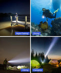 Diving Flashlight Waterproof 8000LM LED Scuba Underwater Torch Light Lamp 50M Range for camping, night fishing, hiking, and diving