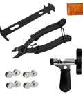 All In One Bike Chain Repair Kit with chain breaker, master link pliers, wear checker, storage pouch for multiple bike speeds