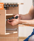 Person using Palm Size 4V Cordless Electric Screwdriver With A 5 Inch Pocket Size Handy One Hand Operation 3 Variable Speeds 320 360 400 RPM Lightweight Portable Kit For Quick Home Repairs And DIY Projects on wooden furniture with bit set displayed.