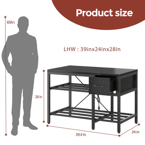Heavy Duty Metal 3D Printer Stand With Filament Storage And Power Hub Rock Solid Workstation Rig With Tool Drawer And Dual Storage Cubbies For DIY Creators