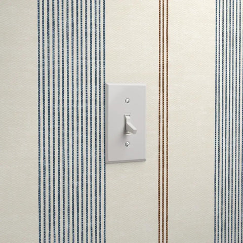 Fresh Printed Modern Striped Vinyl Wallcovering Featuring Subtle Leather Texture Ultra Durable Pastable Wallcover; light switch on wall.