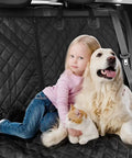 Child, dog, and cat sitting on Backseat Dog Car Seat Cover Non Slip Waterproof Pet Hair Protector For SUV Van Auto Universal Fit