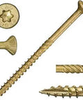 Close-up of XL1500 Tan Exterior Star Drive Deck Screws For All Projects, Multi Purpose No. 9 By 3 Inch With Protective Coating