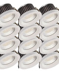 12 Pack IP65 Waterproof LED Downlights With Slick Recessed Baffle Trim Sweet Eyeball Adjustability Deep Anti Glare Cob Spotlight For Kitchens Bathrooms And Humid Rooms Straight Game Changer - close-up view of installation-ready downlights.