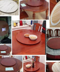 Extra Large Lazy Susan Turntable For Dining Table 20 Inch Wooden Rotating Serving Tray For Kitchen Organization Black Round Serving Platter Perfect For Parties And Get Togethers shown on different tables and settings.