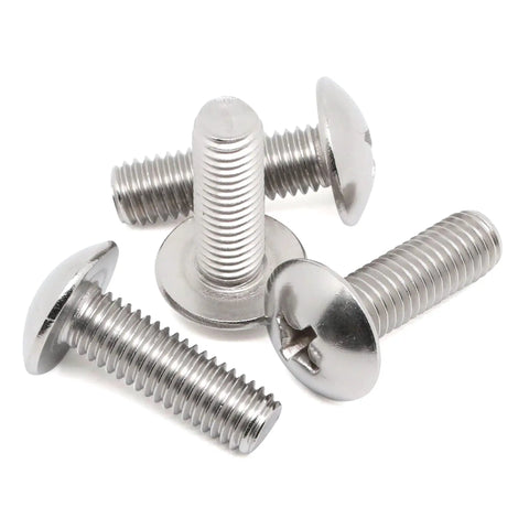 Built Tough 1/4-20 By 1/2 Inch Truss Head Machine Screws Full Thread Grade 304 Stainless Steel showing four screws.