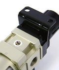 Compressed Air Filter Regulator Piggyback Combo Pro Grade 3/8 NPT close-up showing metal guard and connection details