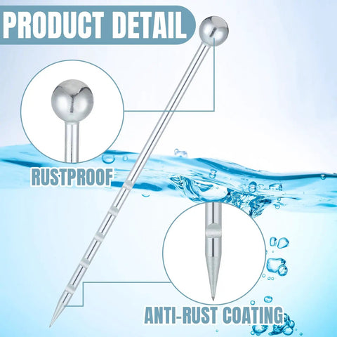 14 Inch Stainless Steel Soil Sampler Probe For Lawn Garden Farm Deep Soil Sampling Heavy Duty Probe With Moisture Meter Compatibility Probing Tool For Underground Soil Testing Septic Tank Locating And Analysis showing rustproof features and anti-rust coating
