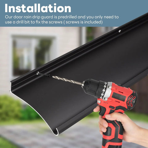 Keep Your Doors Bone Dry With This Badass Heavy Duty Aluminum Rain Drip Guard Featuring A Thickened 40 Inch Black Design installation with pre-drilled holes.