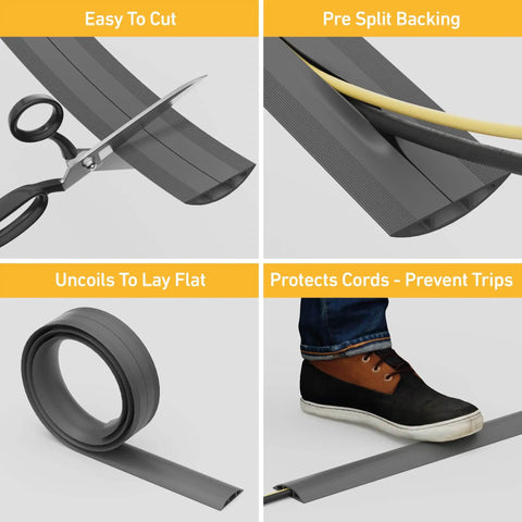 No Sweat Six Foot Floor Cable Cover And Wire Protector Channel Slick Flexible Pvc Build keeps tripping hazards at bay while showing ease of use.