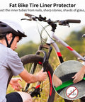 Person adjusting fat bike tire with Two Rolls Fat Bike Tire Liners For Road And Mountain Bikes, Puncture Proof TPU Tire Liner.
