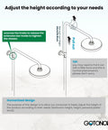 Diagram showing adjustable height of Outdoor Shower Kit With 304 Stainless Steel 8 Inch Shower Head And 2 In 1 Cylinder Handheld Spray Dual Function Easy Install Wall Mount Faucet Matte Black Weatherproof Finish