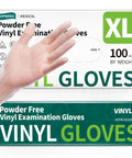 Vinyl Disposable Exam Gloves Clear 4 Mil Powder Free Latex Free Food Safe For Medical Kitchen Cleaning Use XL 100 Count Pack
