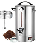 120 Cup Commercial Coffee Urn For Catering And Events, 20L Stainless Steel Percolator With 1300W Quick Brew, silver body